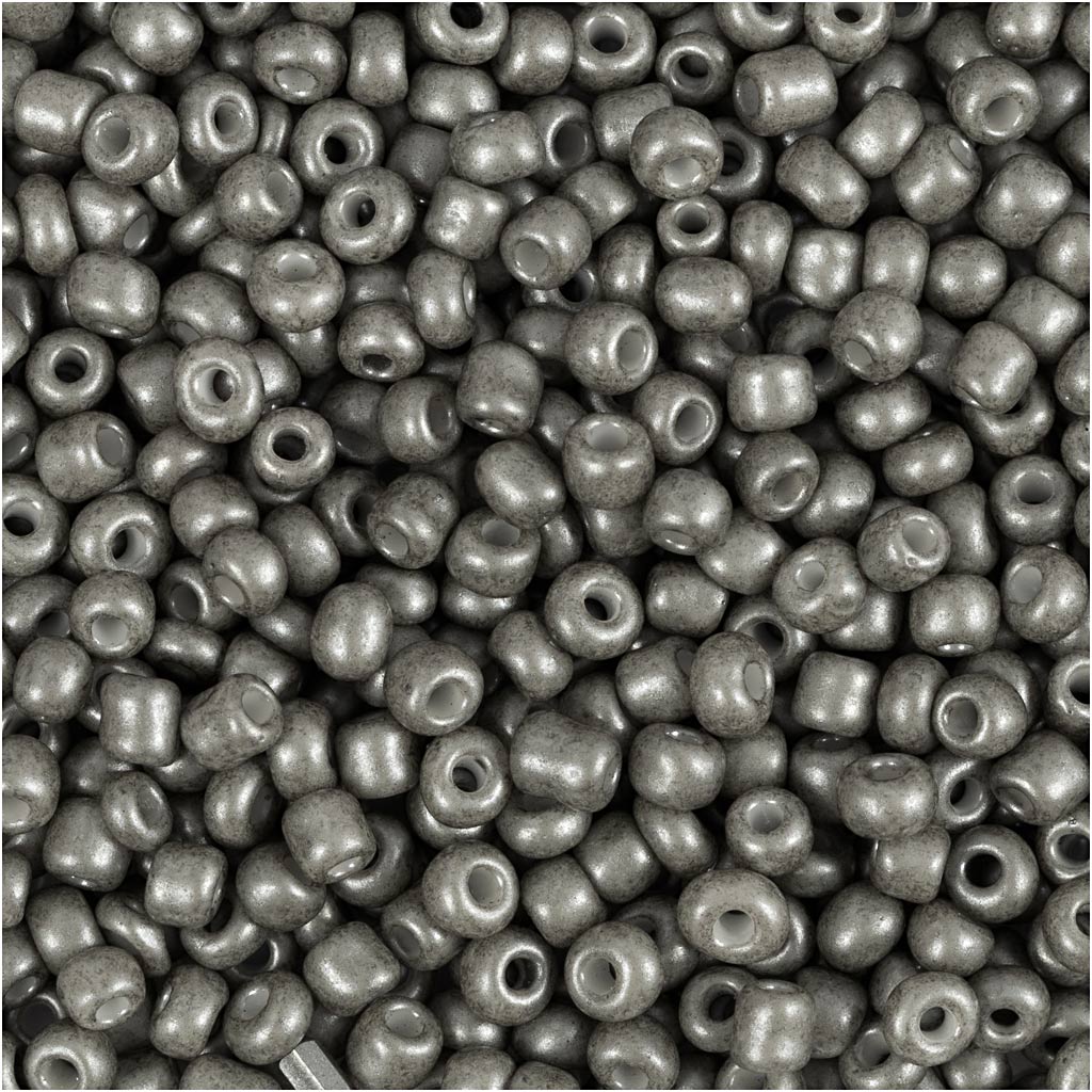Seed Beads, dia. 3 mm, suurus 8/0, augu suurus 0,6-1,0 mm, hall, 25 g/ 1 pakk