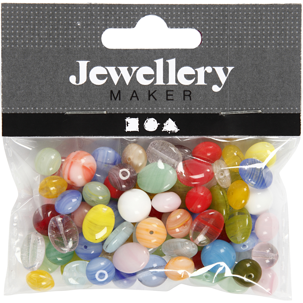 Klaashelmed, ümmargused, ovaalsed, ümmargused, diameeter. 6-13 mm, augu suurus 0,5-1,5 mm, värvivalik, 60 g/ 1 pakk - Image 2