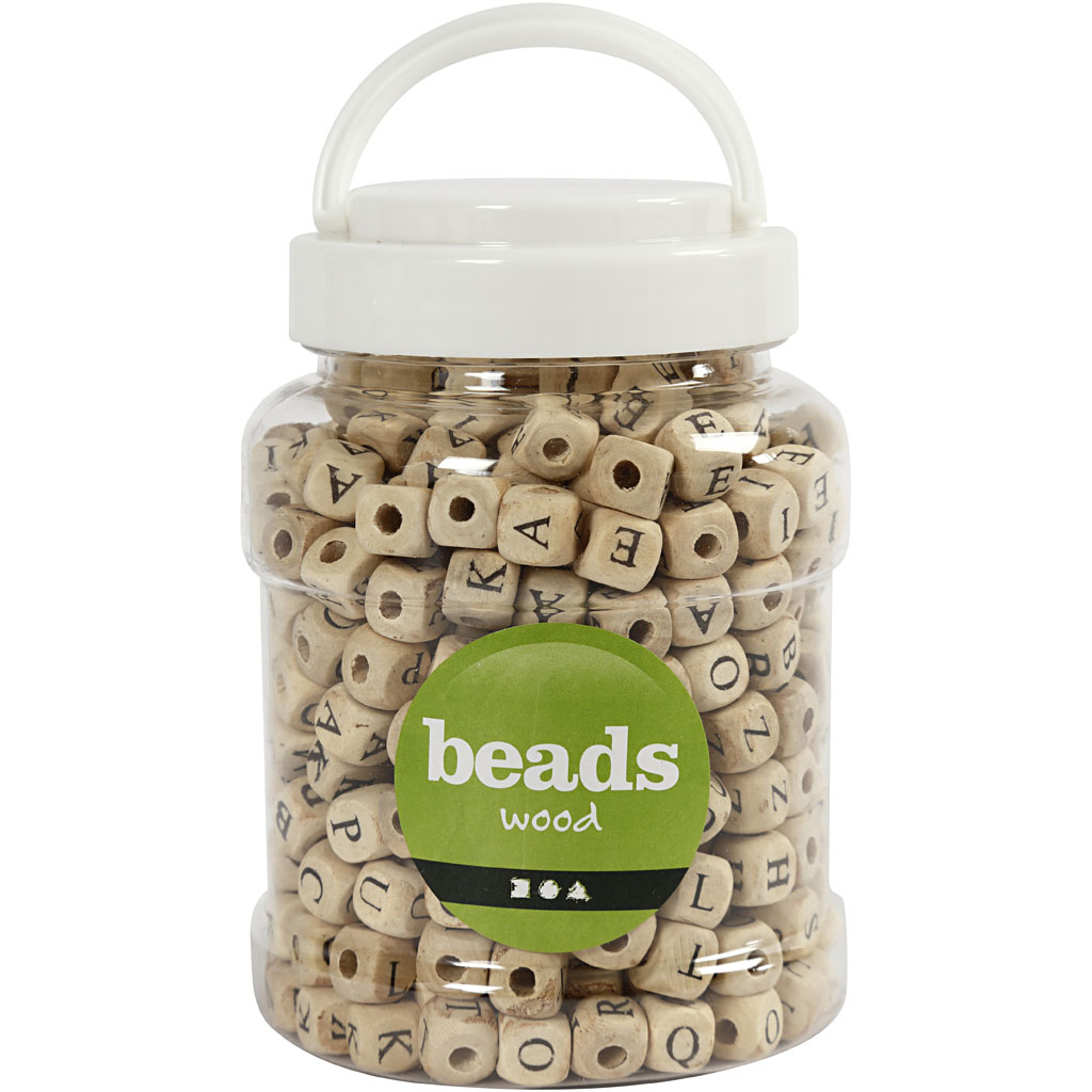 Puuhelmed, suurus 9x9x9 mm, augu suurus 3 mm, ca. 400 tk, 185 g, 400 ml/ 1 ämber - Image 2