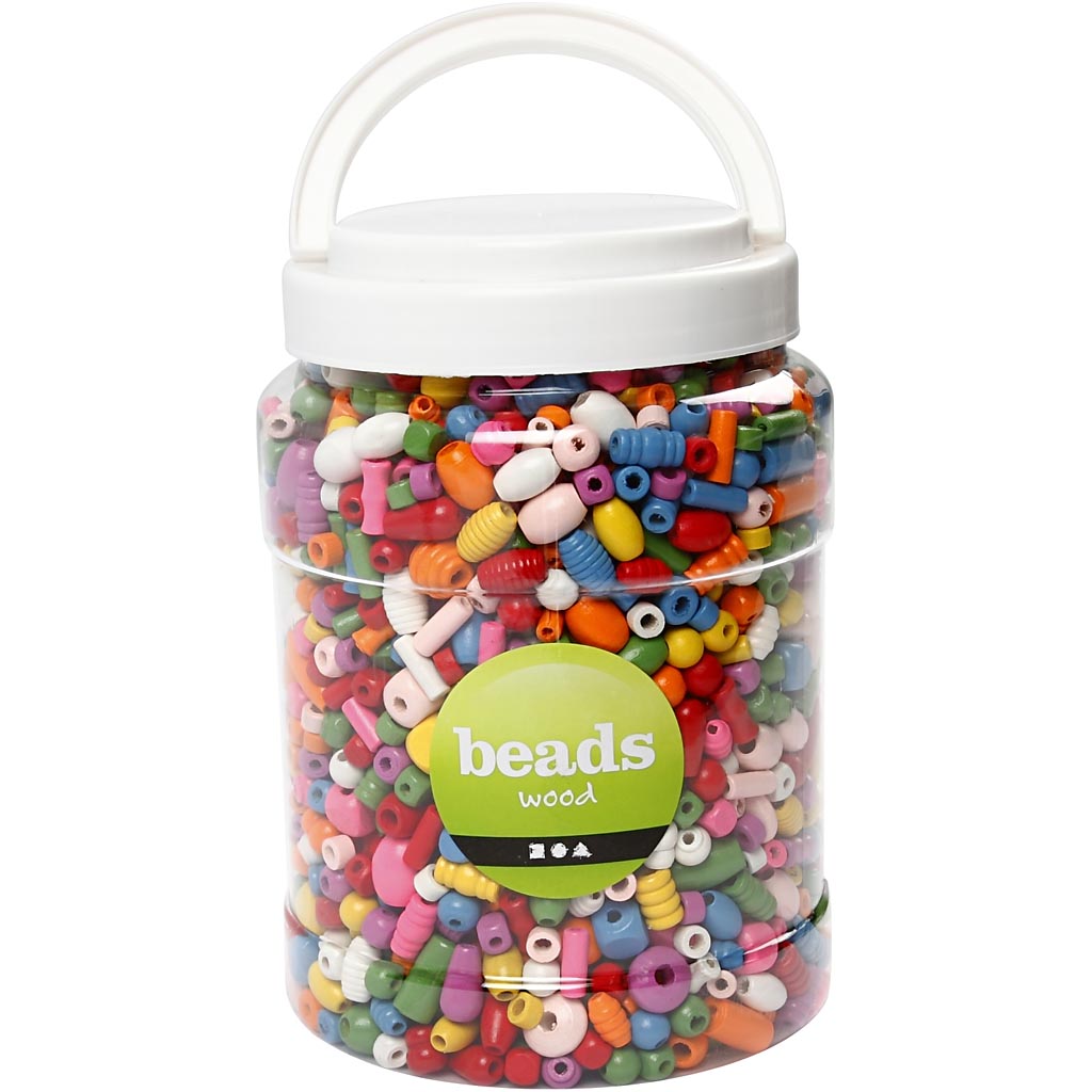 Puiduhelmed, suurus 5-28 mm, augu suurus 2,5-3 mm, ca. 1938 tk, erinevad värvid, 850 g, 2 L/ 1 ämber. - Image 2