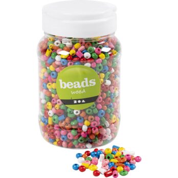 Puidust helmed, diameeter. 5-8 mm, augu suurus 1,5 mm, ca. 2170 tk, värvide valik, 175 g, 400 ml/ 1 ämber.