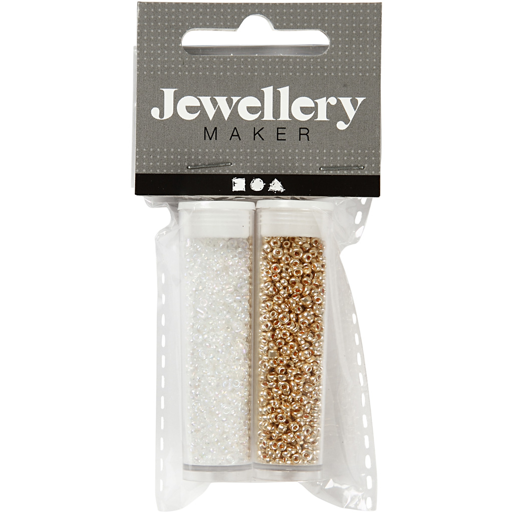 Seed Beads, dia. 1,7 mm, suurus 15/0, augu suurus 0,5-0,8 mm, valge, 2x7 g/ 1 pakk - Image 2