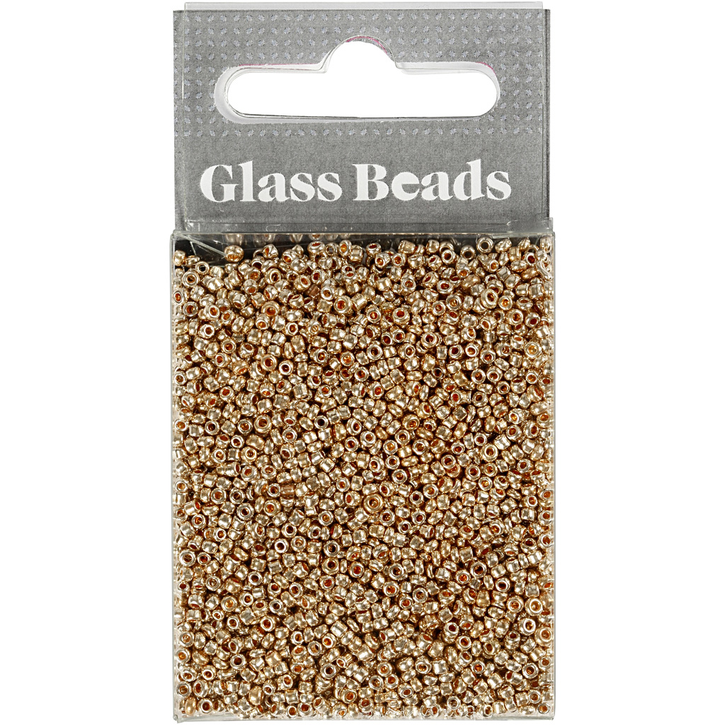 Seed Beads, dia. 1,7 mm, suurus 15/0, augu suurus 0,5-0,8 mm, roosakas kuld, 25 g/ 1 pakk - Image 2