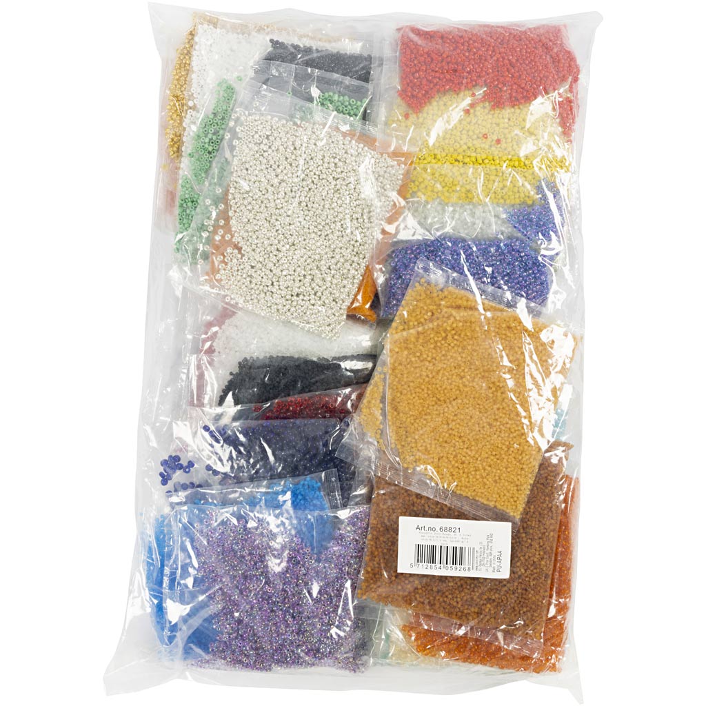 Seed Beads, dia. 1,7+3+4 mm, suurus 6/0+8/0+12/0, augu suurus 0,5-1,2 mm, värv võib erineda , 32x100 g/ 1 pakk - Image 2