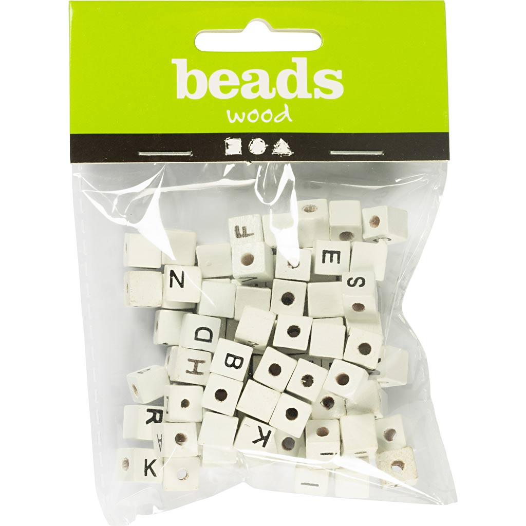 Kirjahelmed, A-Z, &, #, ?, suurus 8x8 mm, augu suurus 3 mm, valge, 96 tk / 1 pakend - Image 2