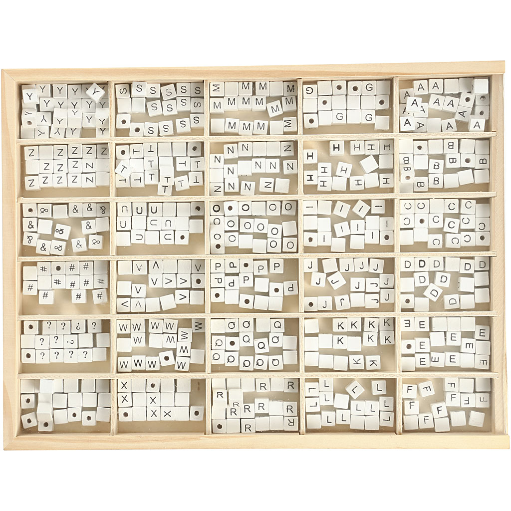 Kirjahelmed, A-Z, &, #, ?, suurus 8x8 mm, augu suurus 3 mm, valge, 750 tk / 1 pakk - Image 2