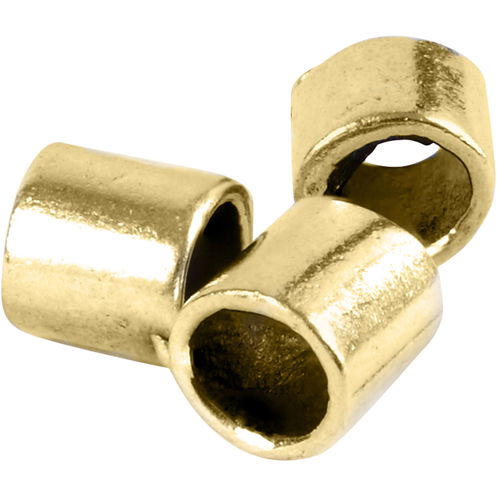 Krõmpsupärlid, suurus 2x2 mm, augu suurus 1,4 mm, kullatud, 80 tk/ 1 pakk - Image 4