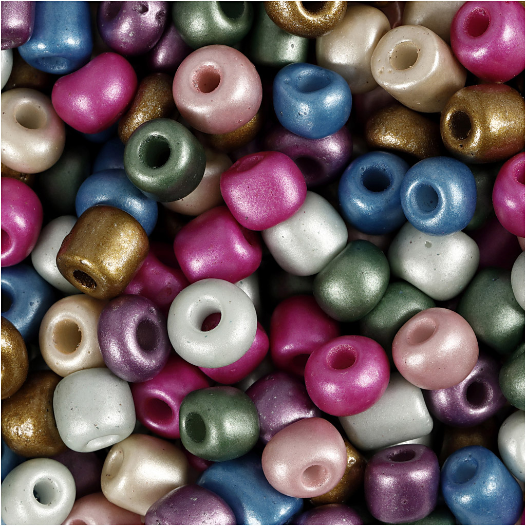 Seed Beads, dia. 5 mm, suurus 4/0, augu suurus 1,2 mm, ca. 500 tk, metallilised värvid, 130 g/ 1 pakk. - Image 3