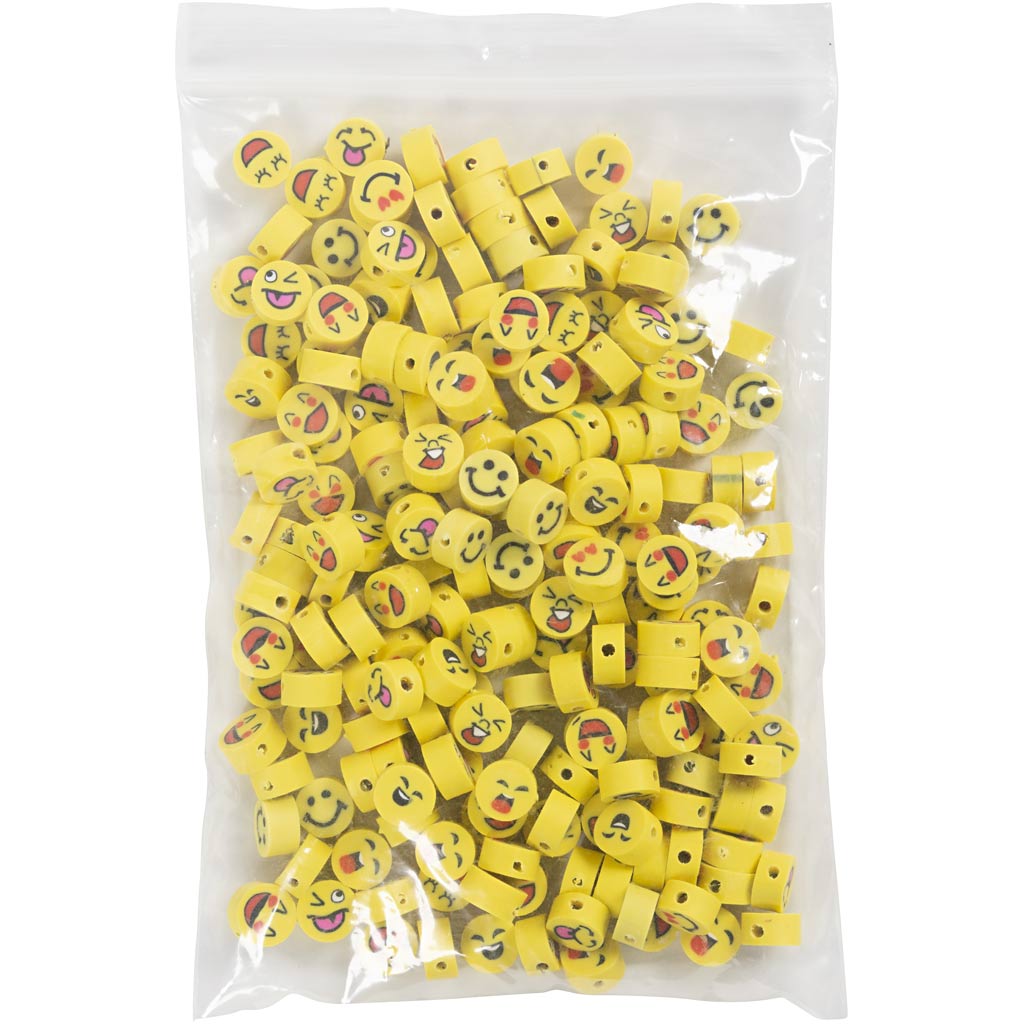 Figuuri helmed, Emoji, dia. 10 mm, augu suurus 1,5 mm, 200 tk/ 1 pakk - Image 2