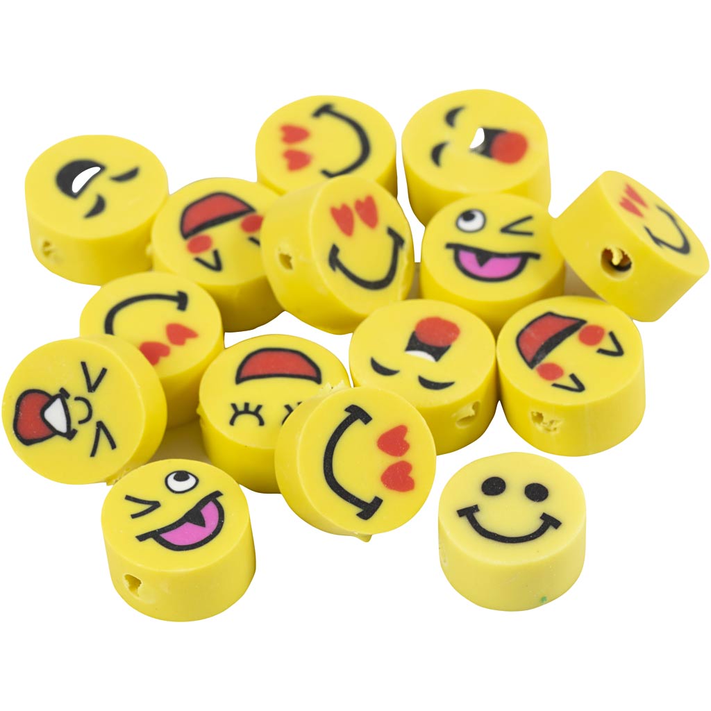 Figuuri helmed, Emoji, dia. 10 mm, augu suurus 1,5 mm, 200 tk/ 1 pakk - Image 3