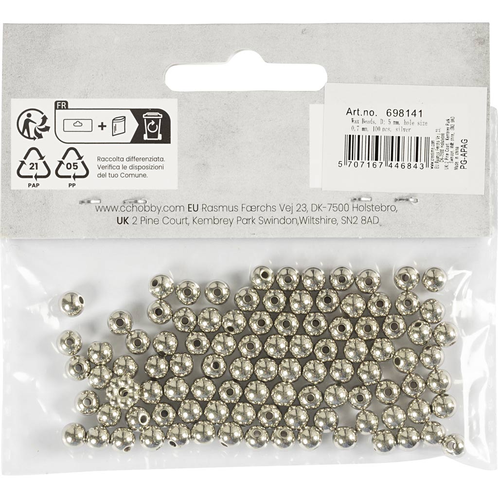 Vahahelmed, diameeter. 5 mm, augu suurus 0,7 mm, hõbedane, 100 tk/ 1 pakk - Image 3