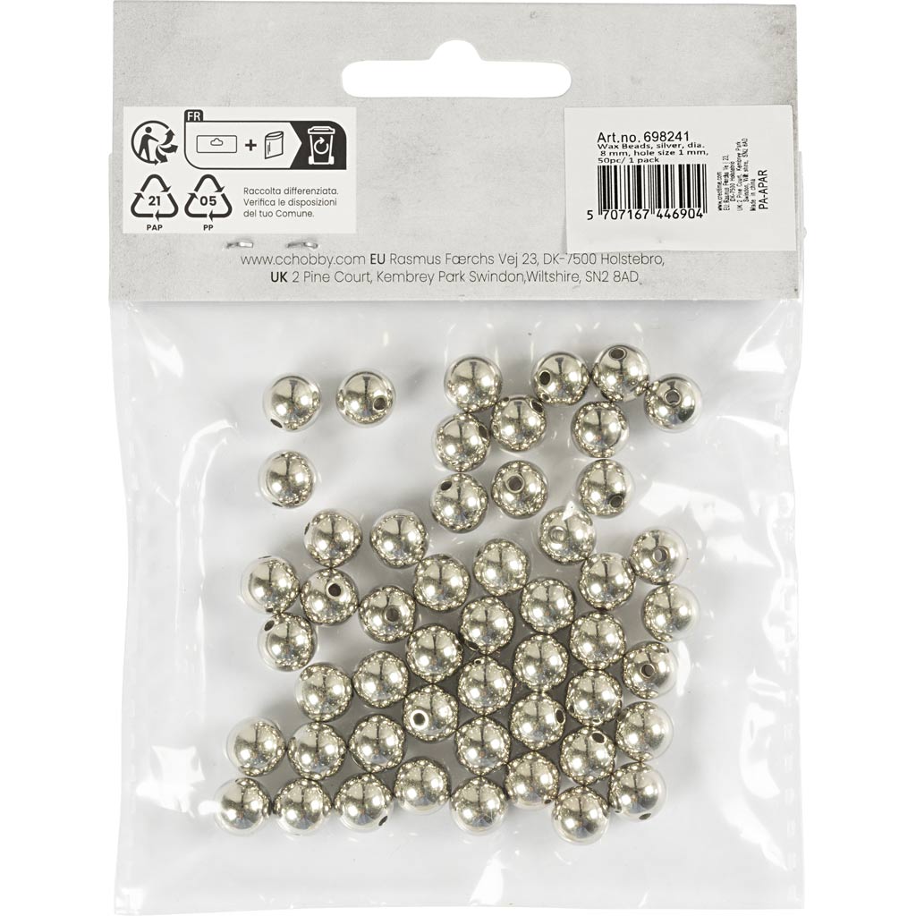 Vahahelmed, diameeter. 8 mm, augu suurus 1 mm, hõbedane, 50 tk/ 1 pakk - Image 3