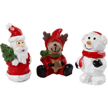 Minifiguurid, jõuluvana, põhjapõder ja lumeinimene, H: 35 mm, L: 10 mm, 3 tk/ 1 pakk