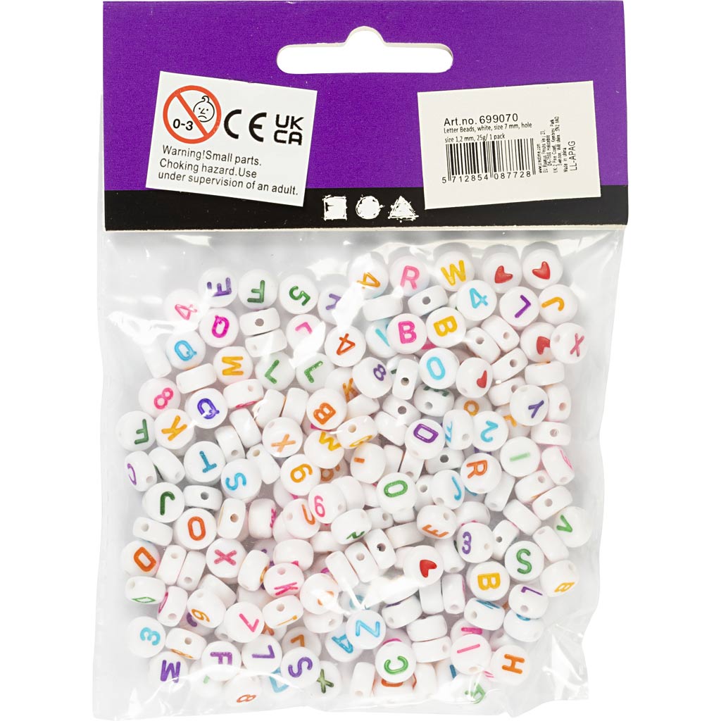 Kirjahelmed, suurus 7 mm, augu suurus 1,2 mm, ca. 200 tk, valge, 25 g/ 1 pakk - Image 3