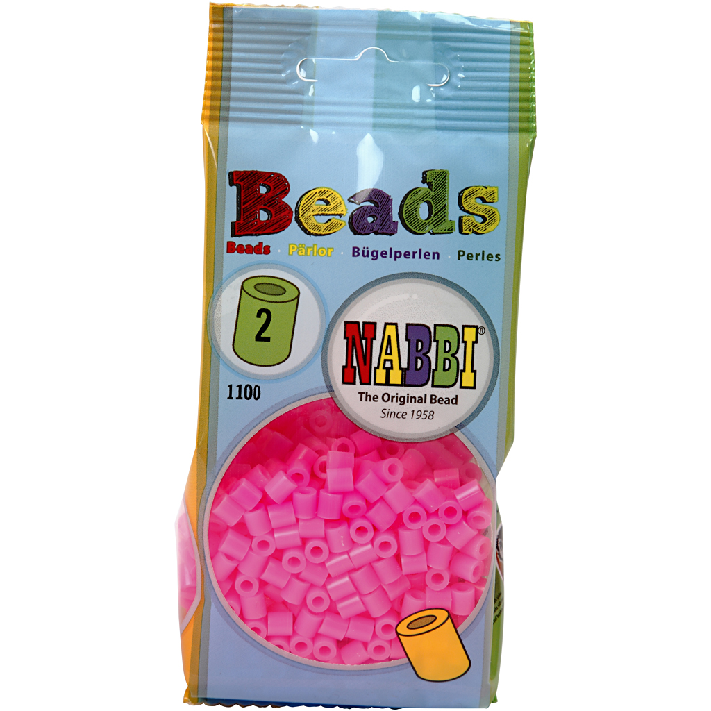 Fuse Beads, suurus 5x5 mm, augu suurus 2,5 mm, keskmine, roosa (32222), 1100 tk/ 1 pakk - Image 2