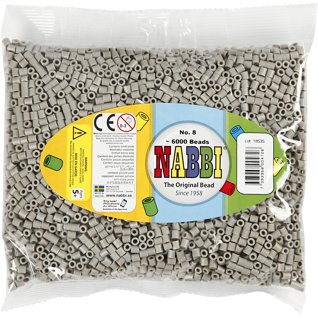 Kaitsehelmed, suurus 5x5 mm, augu suurus 2,5 mm, keskmise suurusega, tuhavärvi (32226), 6000 tk/ 1 pakk - Image 2