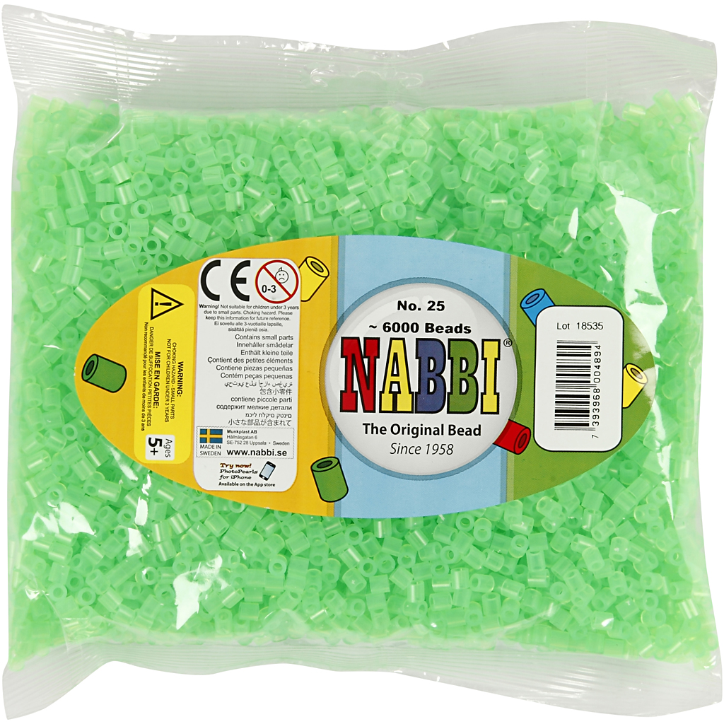 Kaitsehelmed, suurus 5x5 mm, augu suurus 2,5 mm, keskmine, neoonroheline (32237), 6000 tk/ 1 pakk - Image 2