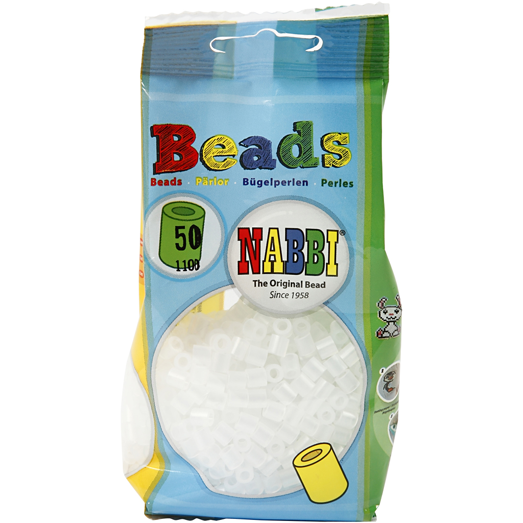 Fuse Beads, suurus 5x5 mm, augu suurus 2,5 mm, keskmine, läbipaistev läbipaistev (32264), 1100 tk/ 1 pakk - Image 2