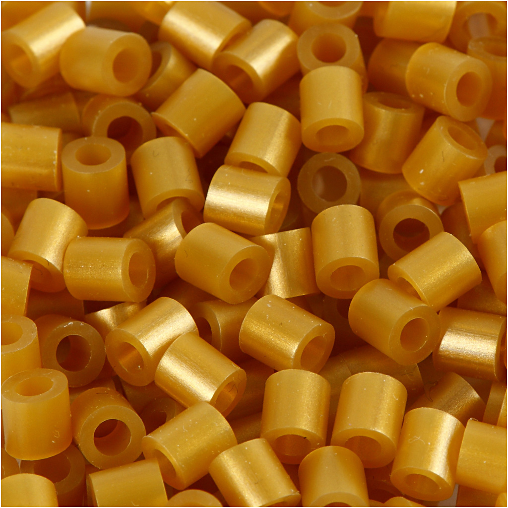 Fuse Beads, suurus 5x5 mm, augu suurus 2,5 mm, keskmine, kuldne (32263), 1100 tk/ 1 pakk