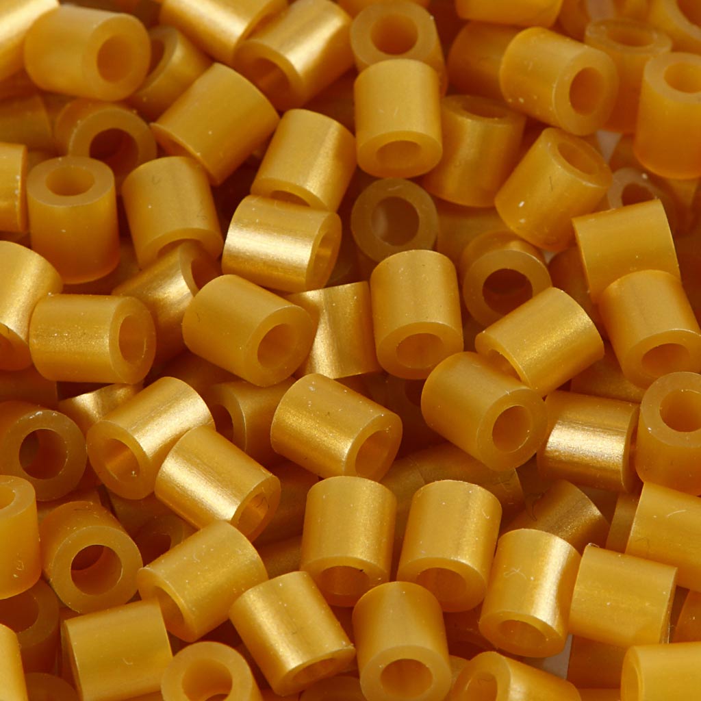 Fuse Beads, suurus 5x5 mm, augu suurus 2,5 mm, keskmine, kuldne (32263), 6000 tk/ 1 pakk