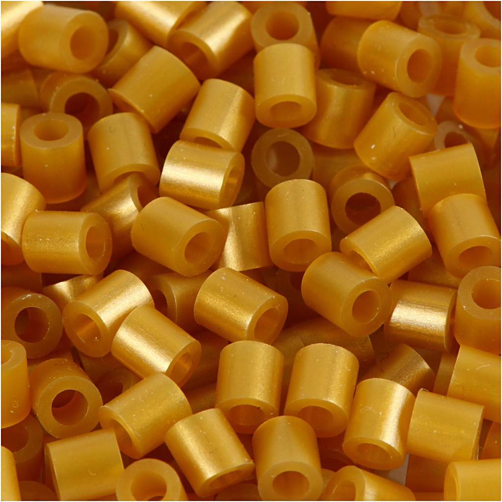 Fuse Beads, suurus 5x5 mm, augu suurus 2,5 mm, keskmine, kuldne (32263), 6000 tk/ 1 pakk
