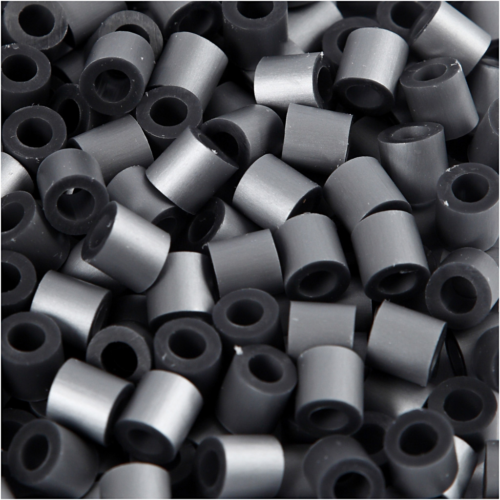 Fuse Beads, suurus 5x5 mm, augu suurus 2,5 mm, keskmine, hõbedane (32262), 1100 tk/ 1 pakk
