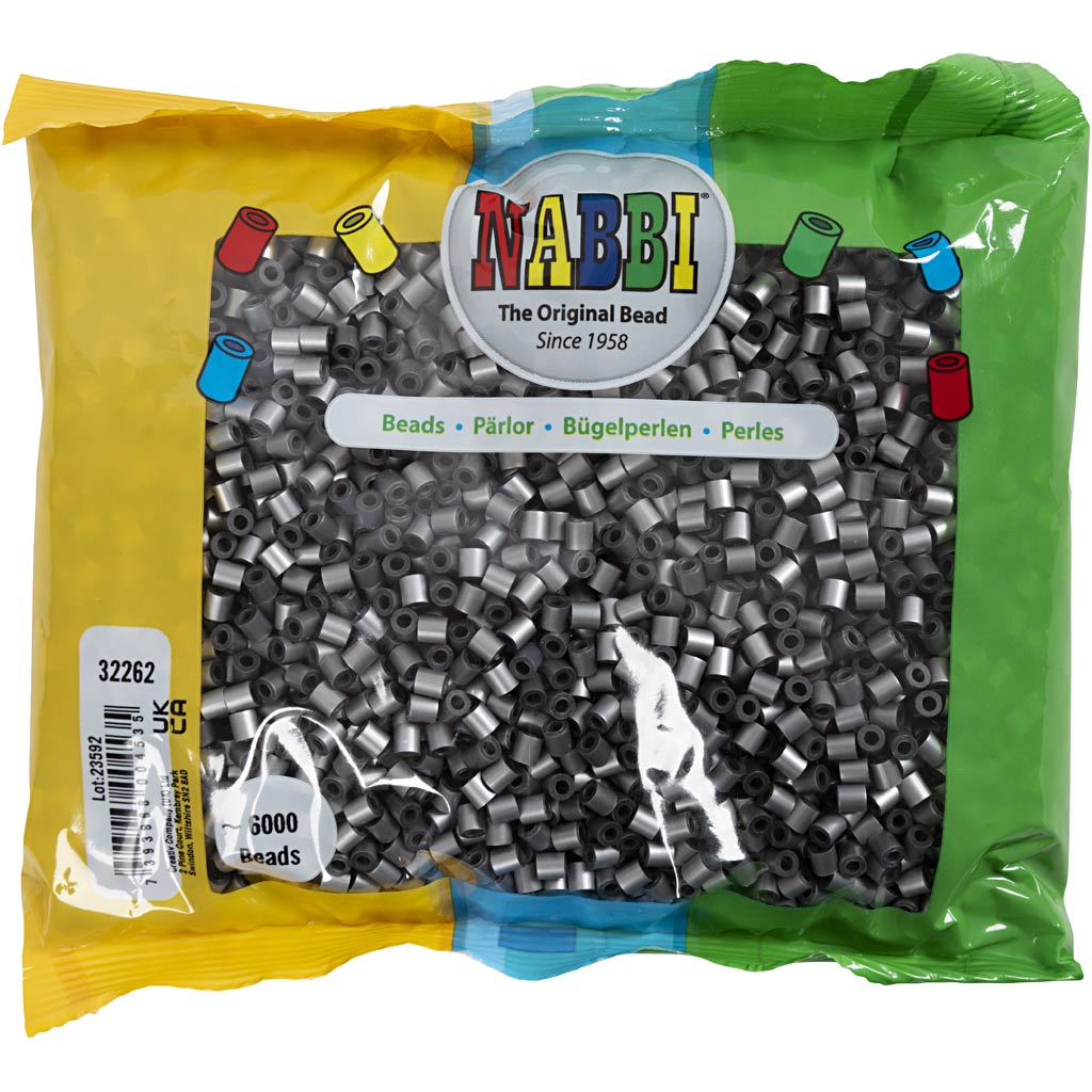 Fuse Beads, suurus 5x5 mm, augu suurus 2,5 mm, keskmine, hõbedane (32262), 6000 tk/ 1 pakk - Image 2