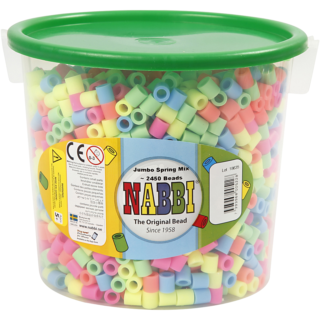 Fuse Beads, suurus 10x10 mm, augu suurus 5,5 mm, JUMBO, pastelsed värvid, 2450 tk / 1 ämber - Image 2