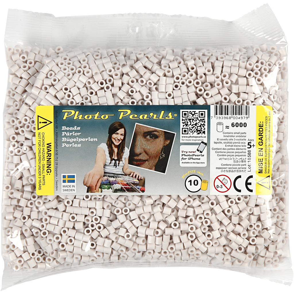 PhotoPearls, suurus 5x5 mm, augu suurus 2,5 mm, keskmine, helehall (10), 6000 tk/ 1 pakk - Image 2