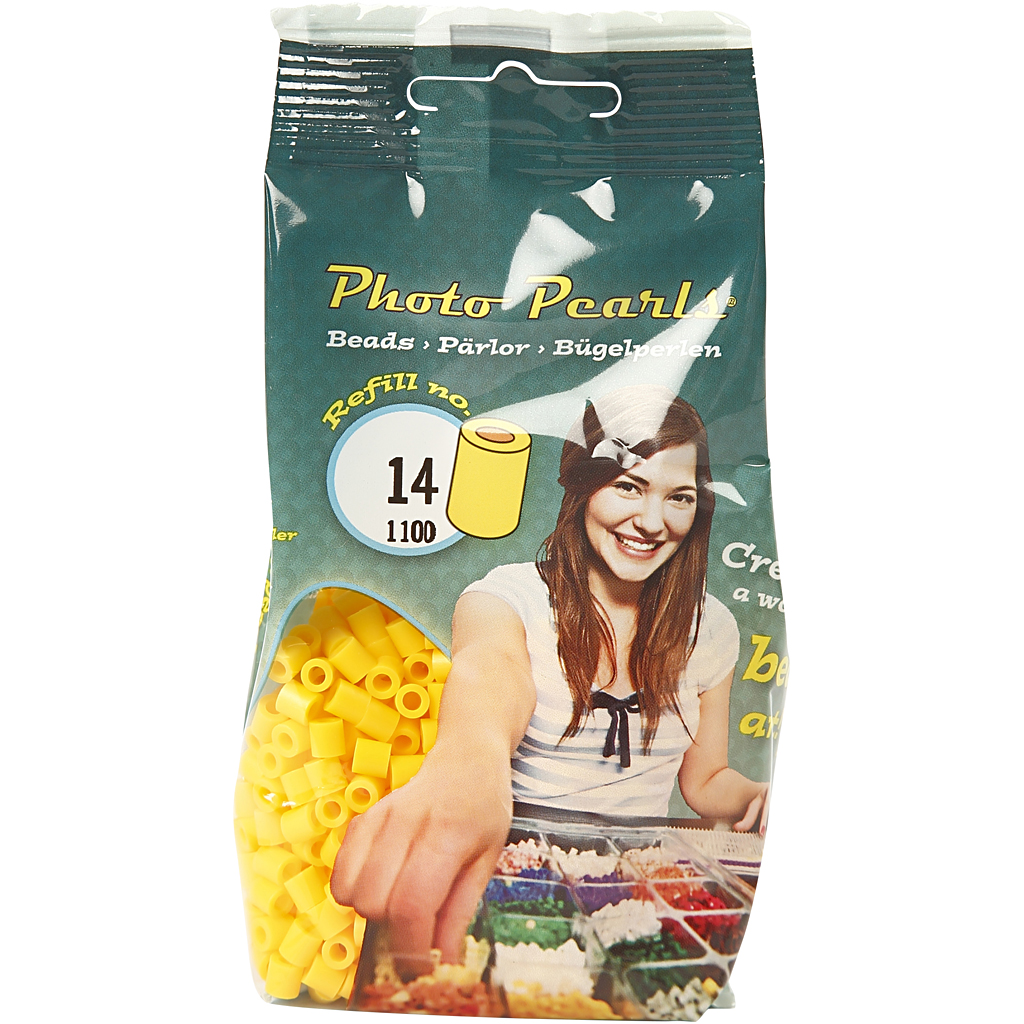 PhotoPearls, suurus 5x5 mm, augu suurus 2,5 mm, keskmine, kollane (14), 1100 tk/ 1 pakk - Image 2