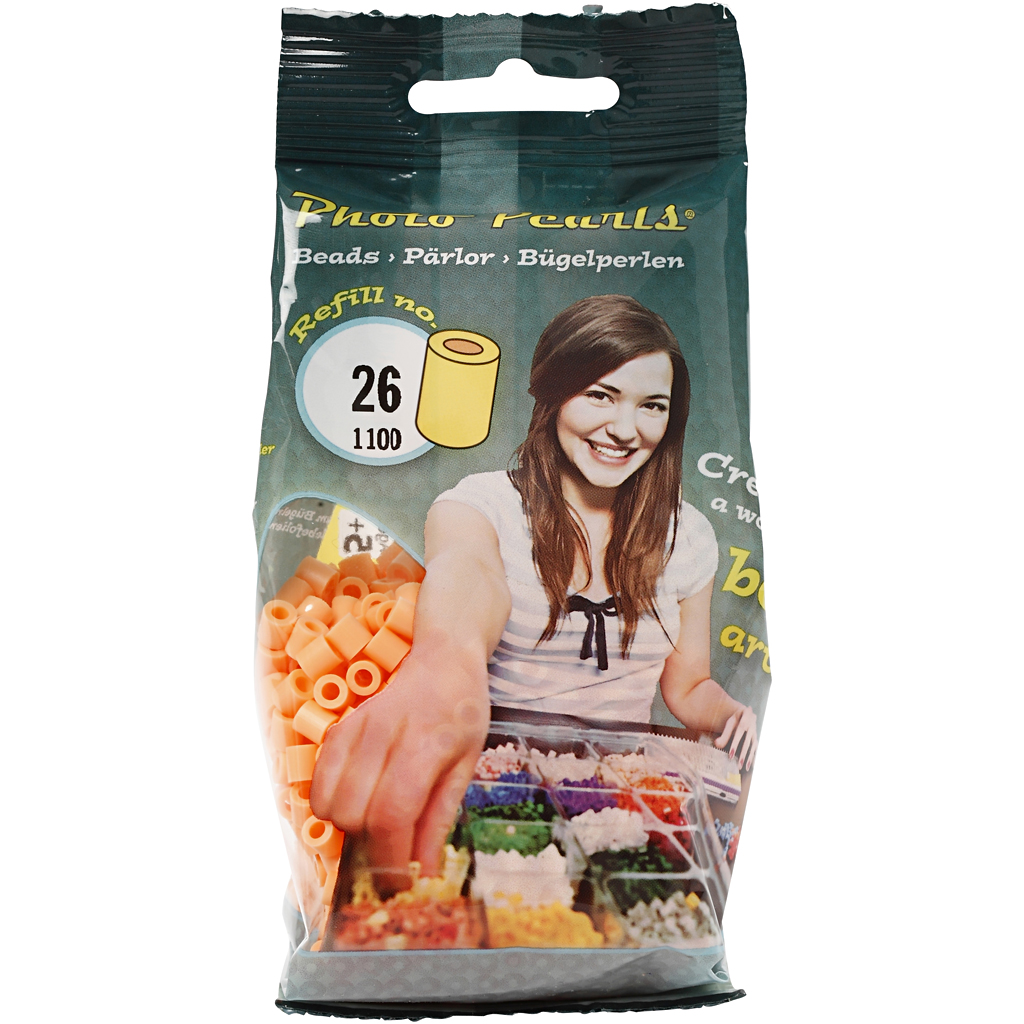 PhotoPearls, suurus 5x5 mm, augu suurus 2,5 mm, keskmine, heleoranž (26), 1100 tk/ 1 pakk - Image 2