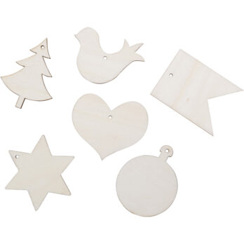 Puidust figuurid kaunistamiseks, suurus 6x6 cm, 24 tk/ 1 pakk