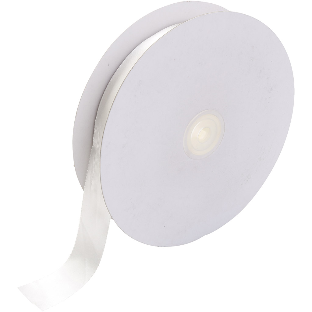 Satiinpael, W: 25 mm, valge, 50 m/ 1 rull