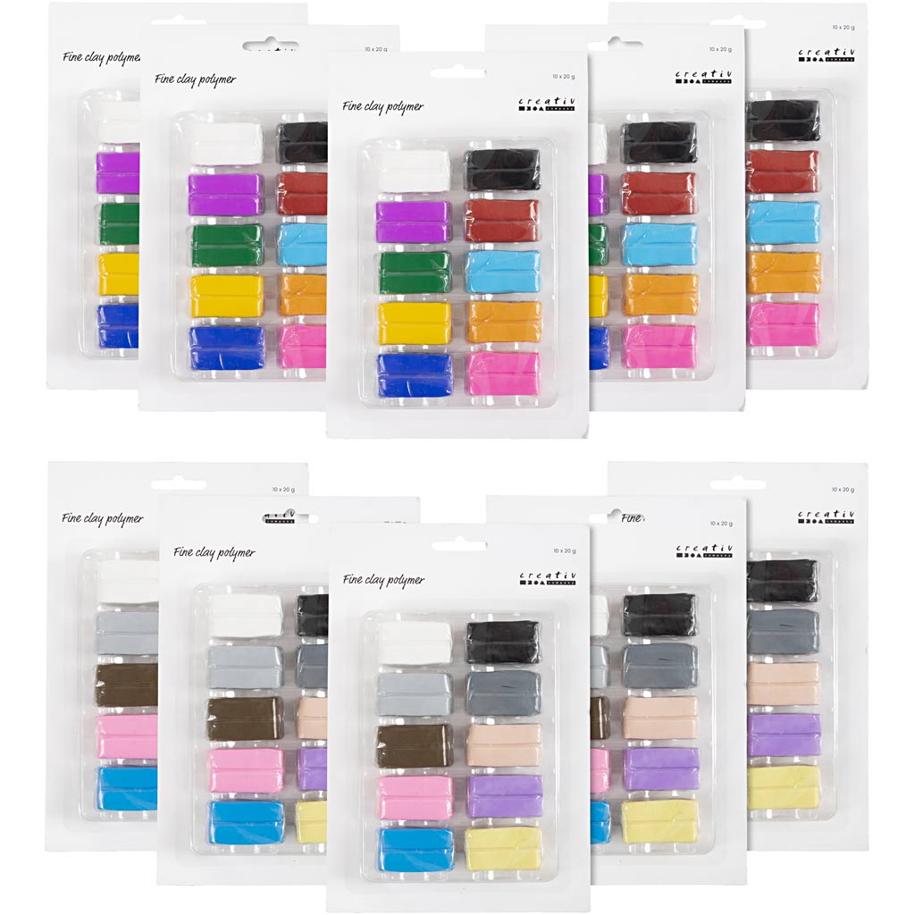 Fine Clay Polymer, värviline, pastellvärvid, 120x20 g/ 1 pakk