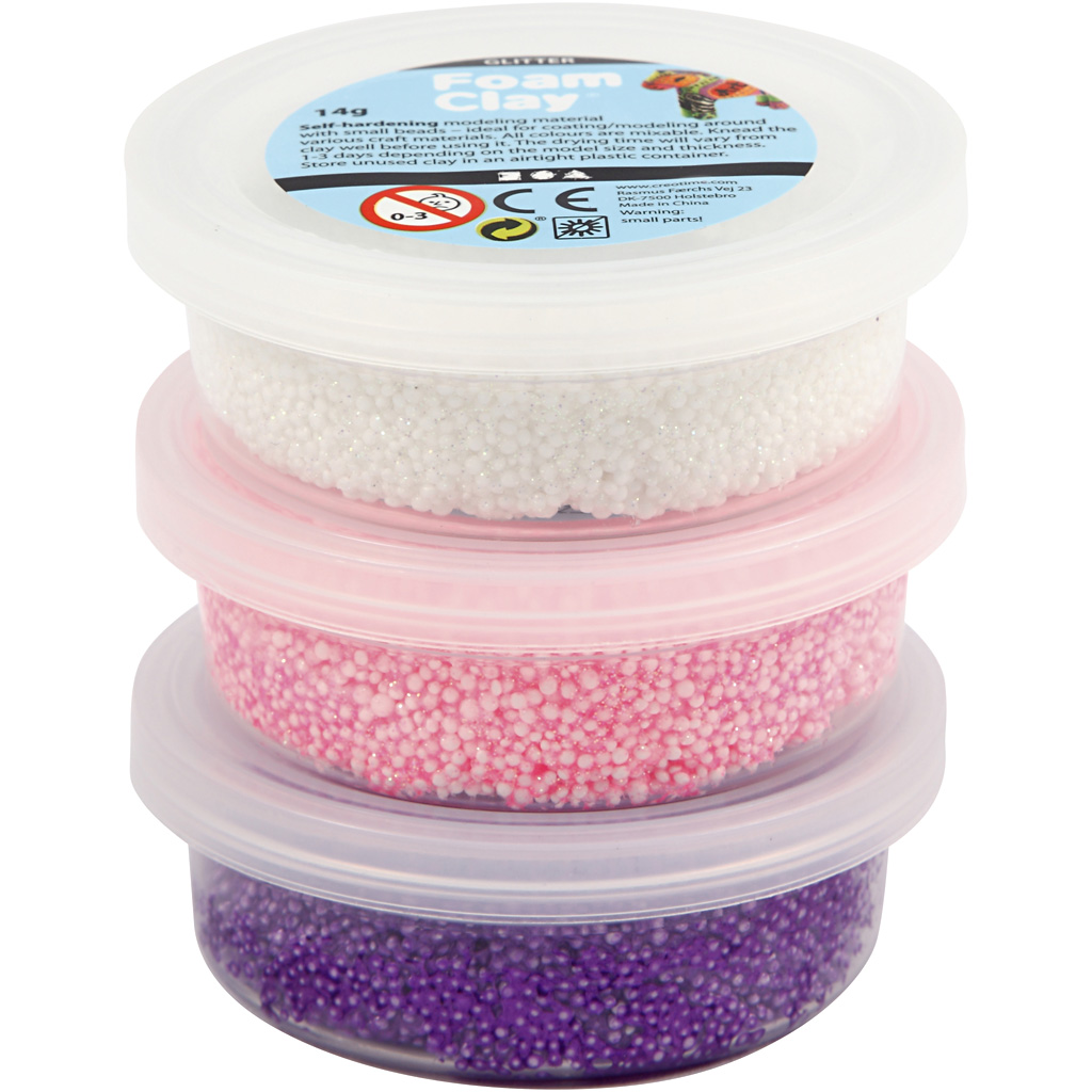 Foam Clay®, glitter,metallik, roosa, lilla, valge, 3x14 g/ 1 pakk - Image 5