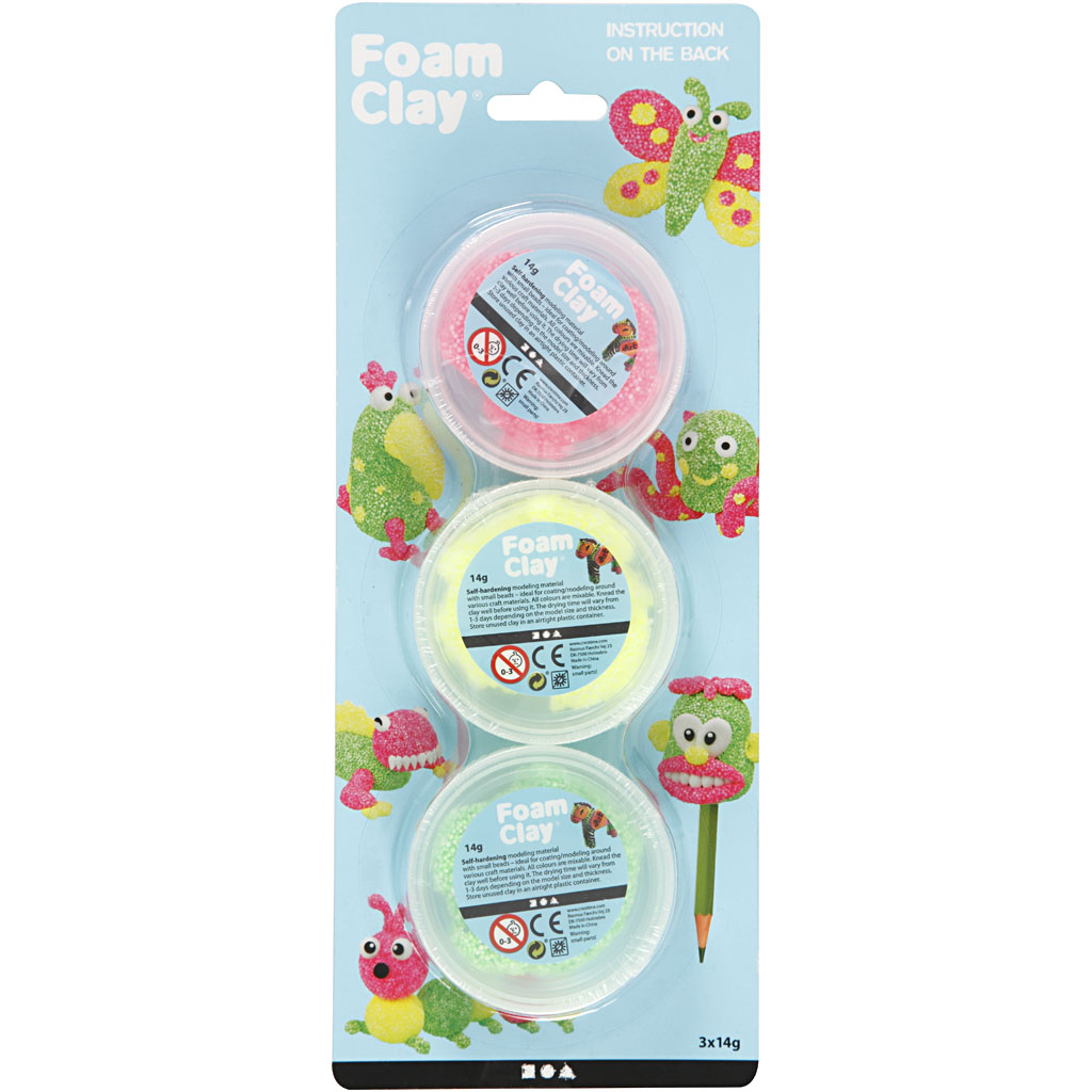 Foam Clay®, heleroheline, neoonroosa, neoonkollane, 3x14 g/ 1 pakk - Image 2