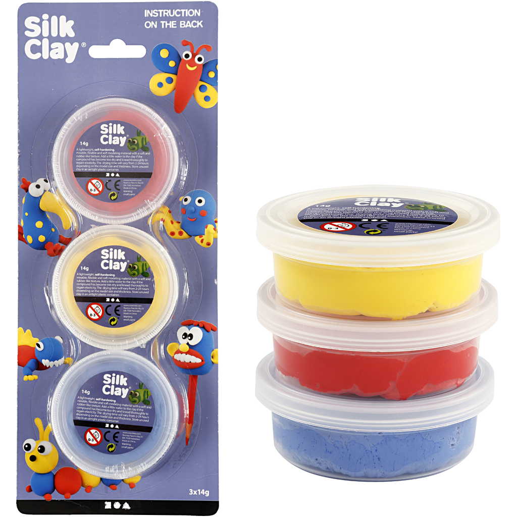 Silk Clay®, sinine, punane, kollane, 3x14 g/ 1 pakk