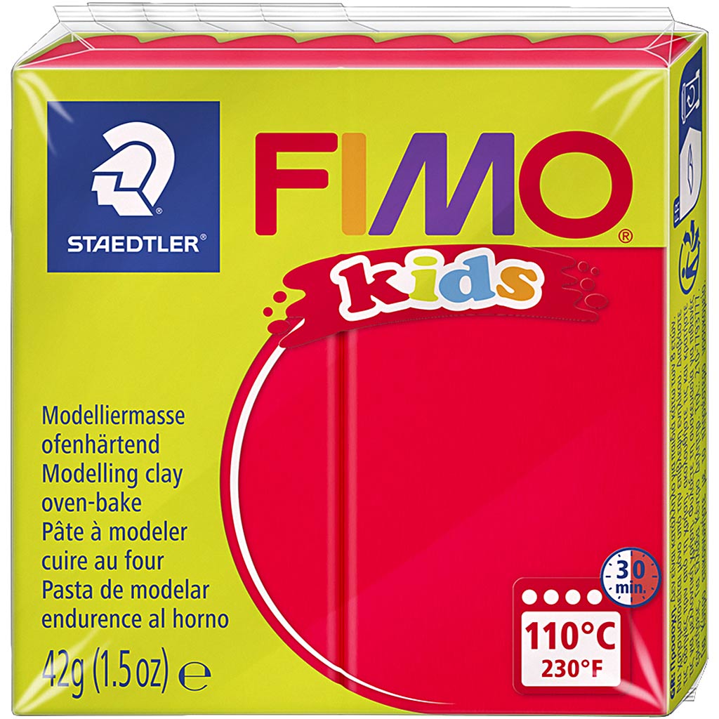 FIMO® Kids Clay, punane, 42 g/ 1 pakk