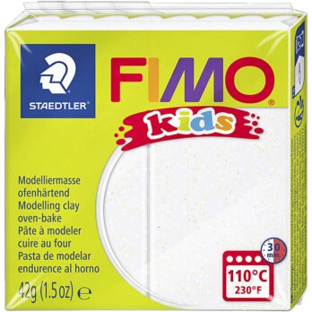 FIMO® Kids Clay, glitter, valge, 42 g/ 1 pakk