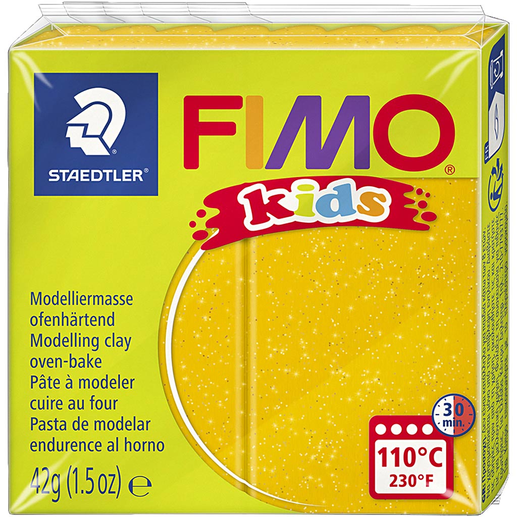 FIMO® Kids Clay, glitter, kuldne, 42 g/ 1 pakk - Image 2