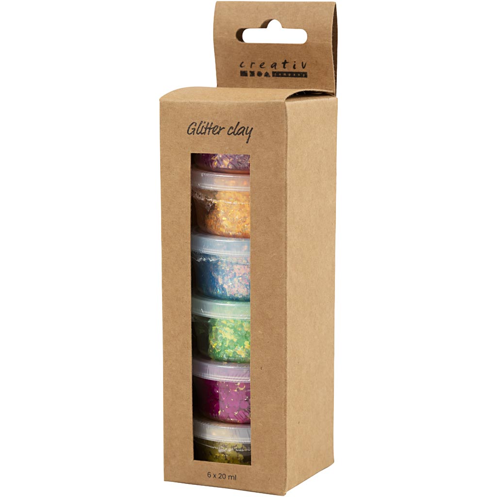 Glitter Clay, rõõmsad värvid, 6x20 g/ 1 pakk - Image 3