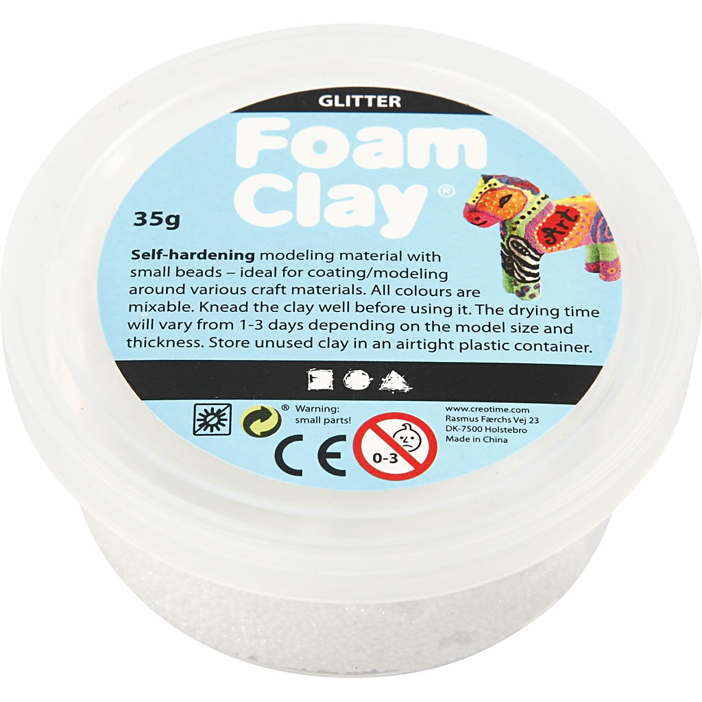 Foam Clay®, glitter, valge, 35 g/ 1 tuubi - Image 2