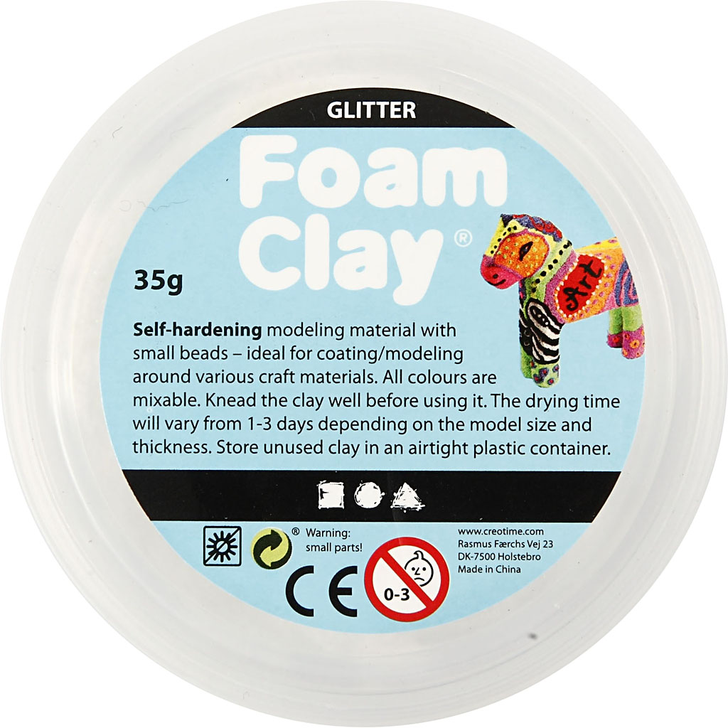 Foam Clay®, glitter, valge, 35 g/ 1 tuubi - Image 3