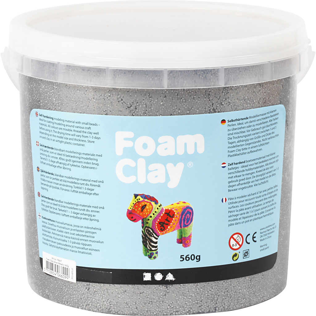 Foam Clay®, metalne, hõbedane, 560 g/ 1 ämber