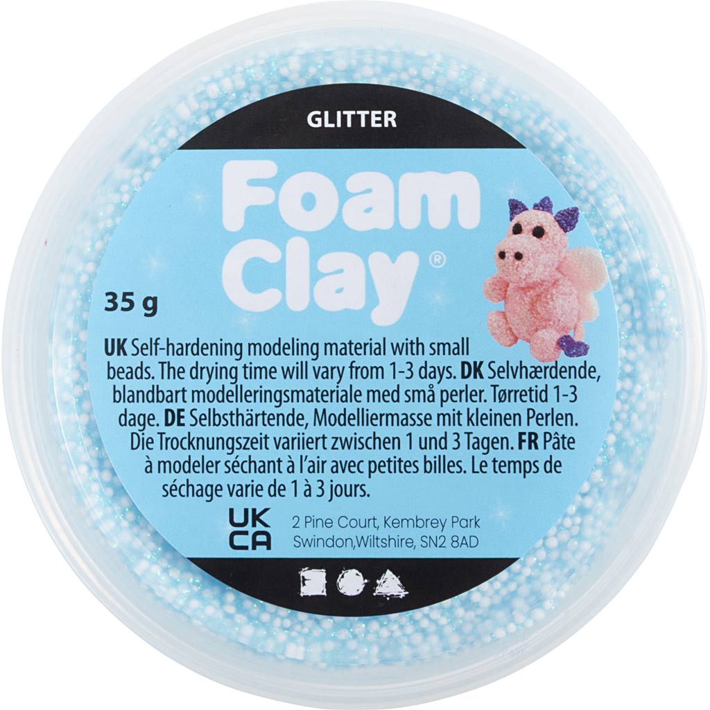 Foam Clay®, glitter, helesinine, 35 g/ 1 tuubi - Image 2