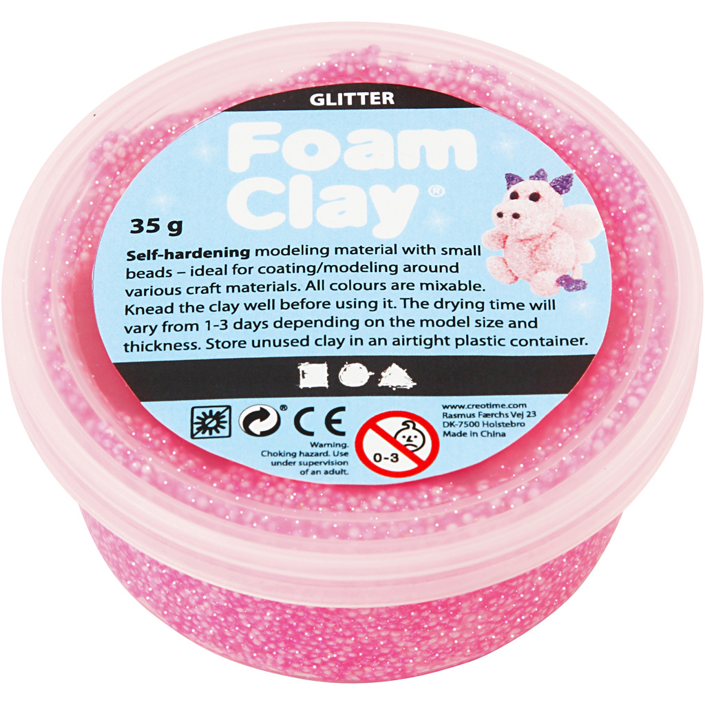 Foam Clay®, glitter, roosa, 35 g/ 1 tuubi