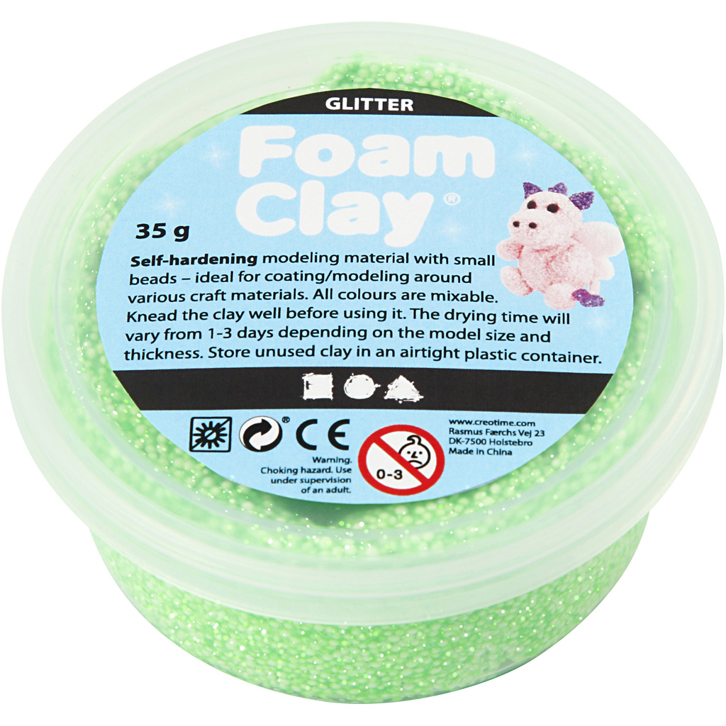 Foam Clay®, glitter, roheline, 35 g/ 1 tuubi