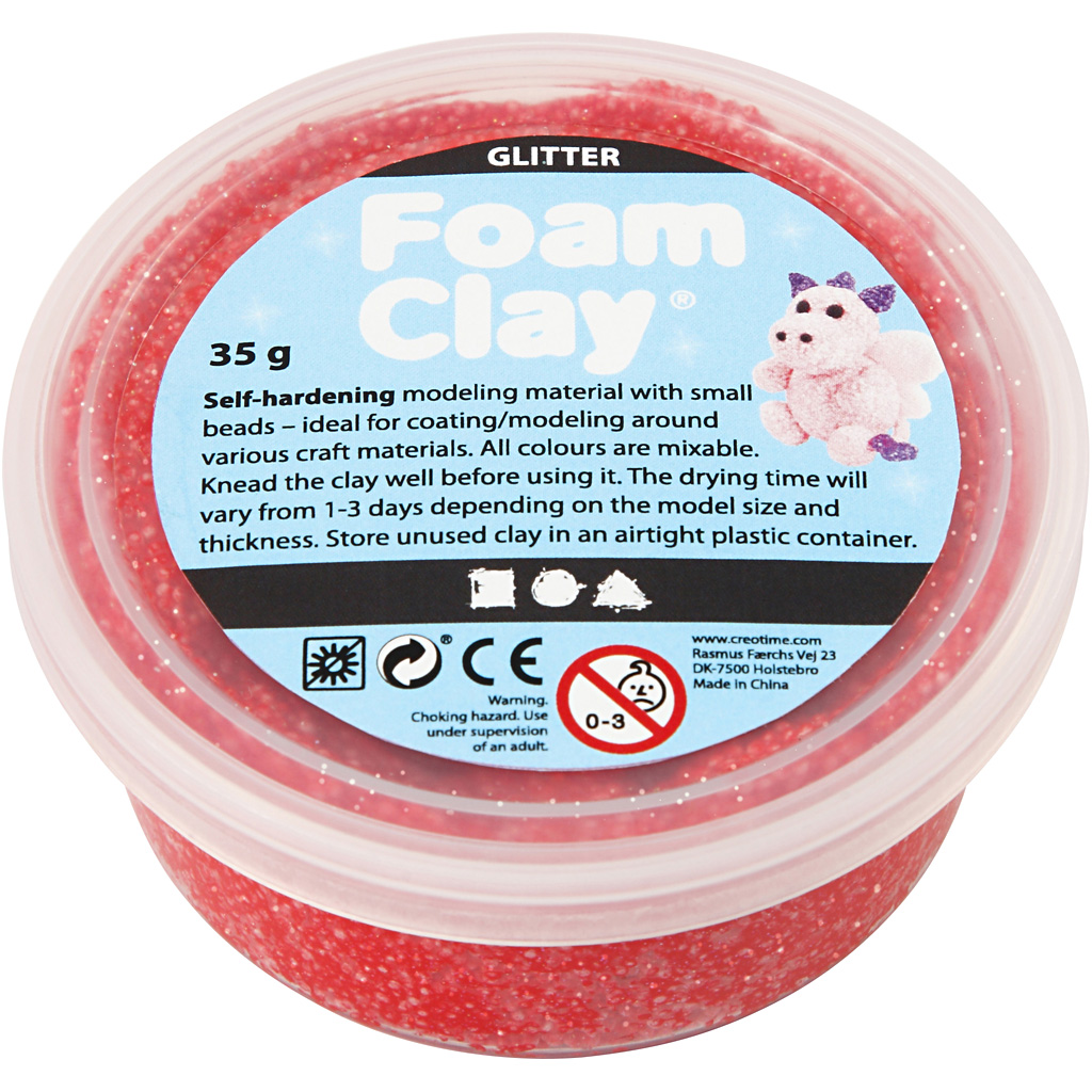 Foam Clay®, glitter, punane, 35 g/ 1 tuubi