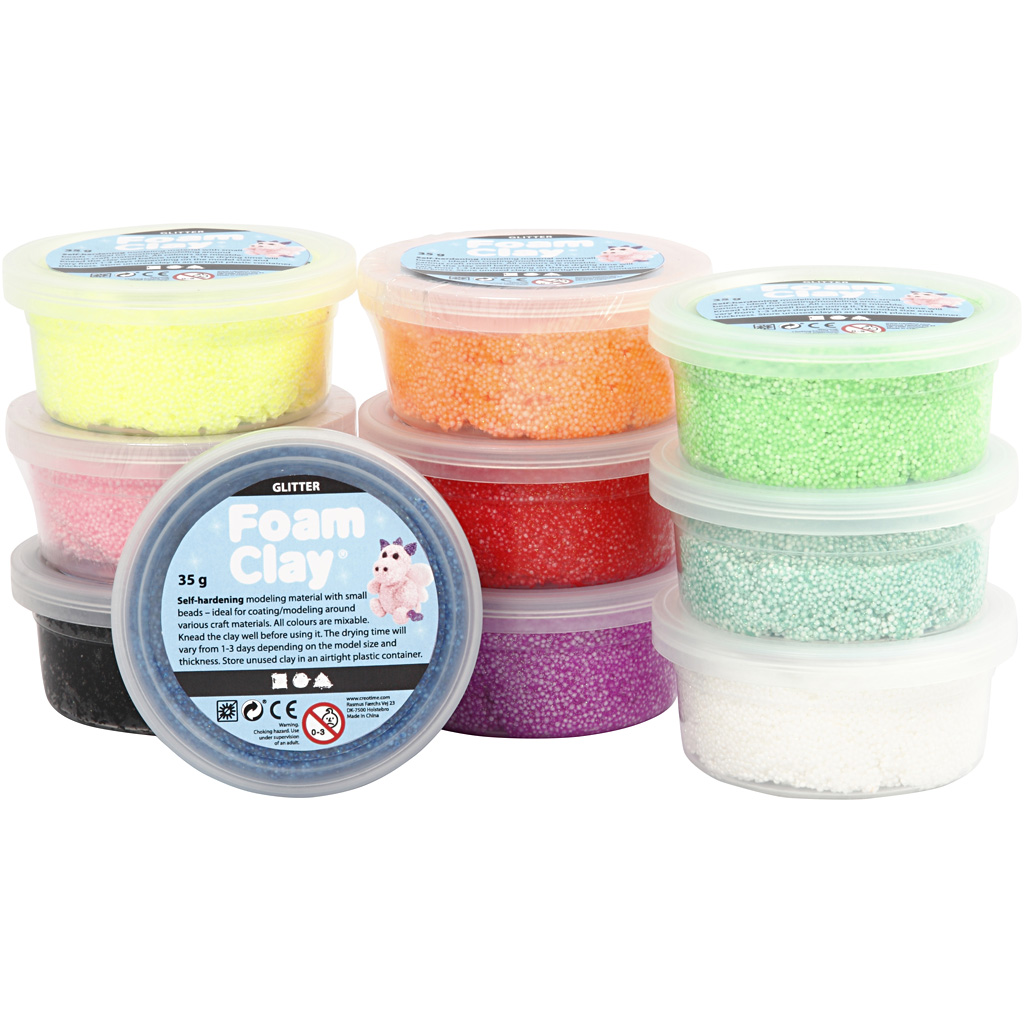 Foam Clay®, glitter, erinevad värvid, 10x35 g/ 1 pakk