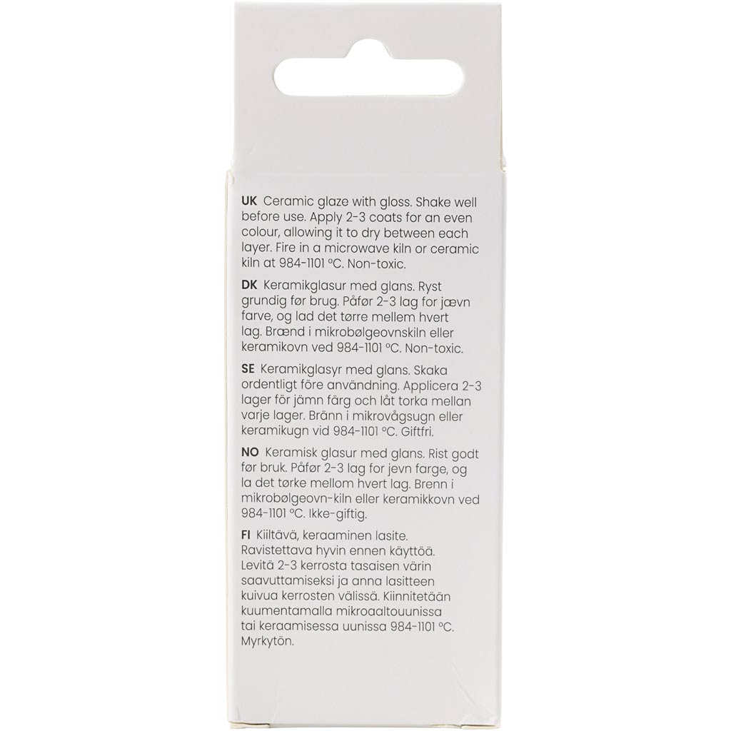 Keraamiline glasuur, 984-1101 °C, läbipaistmatu, valge, 60 ml/ 1 tuubi - Image 2